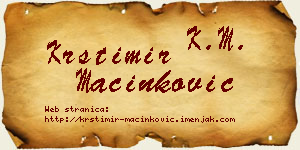 Krstimir Mačinković vizit kartica